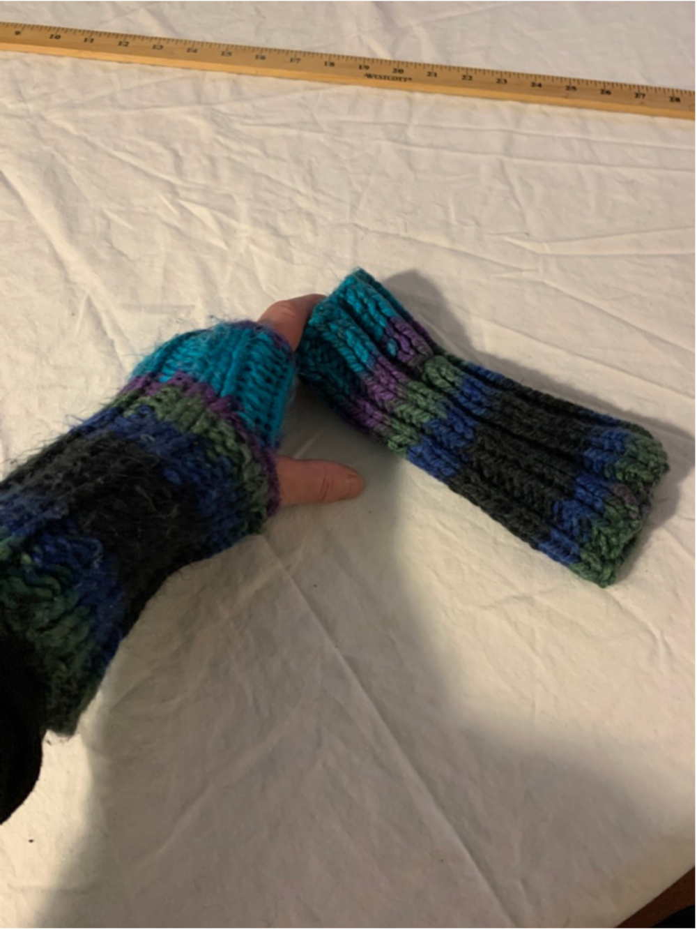 Women's Unbranded Knit Fingerless Gloves One Size Blue Green